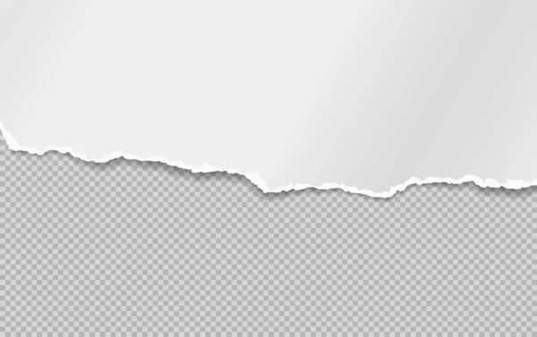 Zerrissenes, gerissenes Stück horizontales weißes Papier mit sanftem Schatten ist auf dunkelgrauem Hintergrund für den Text. Vektorillustration — Stockvektor
