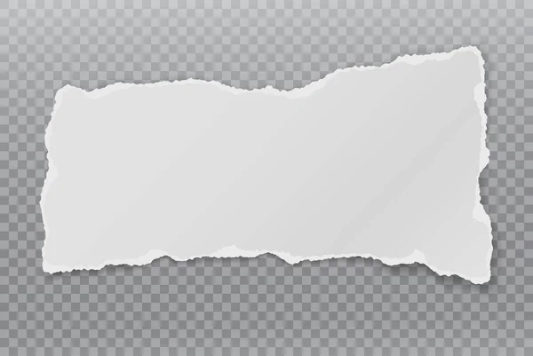 Kousek potrhaného bílého vodorovného tónu, poznámkový blok s měkkým stínem přilepeným na tmavém čtvercovém pozadí. Vektorová ilustrace — Stockový vektor