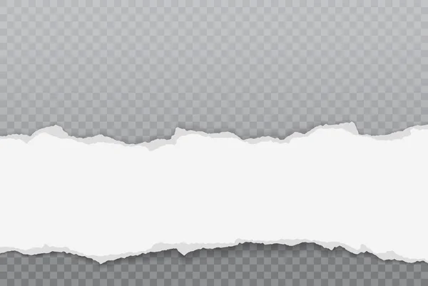 Rozdarty, podarty kawałek poziomego białego papieru z miękkim cieniem jest na ciemnym kwadracie tła dla tekstu. Ilustracja wektora — Wektor stockowy