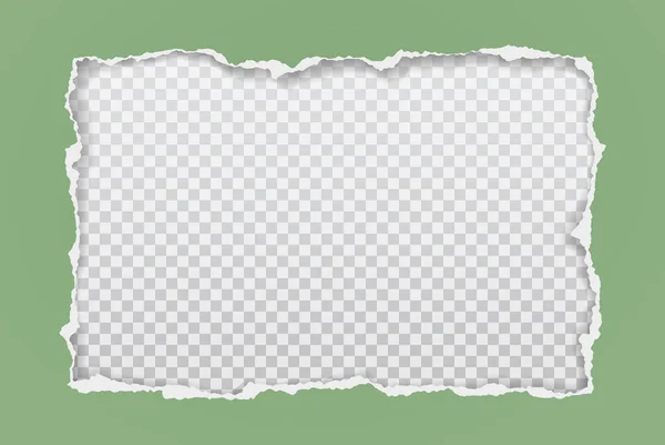 柔らかい影で緑色の紙の穴をあけると、テキストのフレームは白い正方形の背景にあります。ベクターイラスト — ストックベクタ