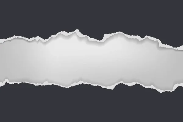 Разорванные кусочки горизонтальной черной бумаги с мягкой тенью на белом фоне для текста. Векторная иллюстрация — стоковый вектор