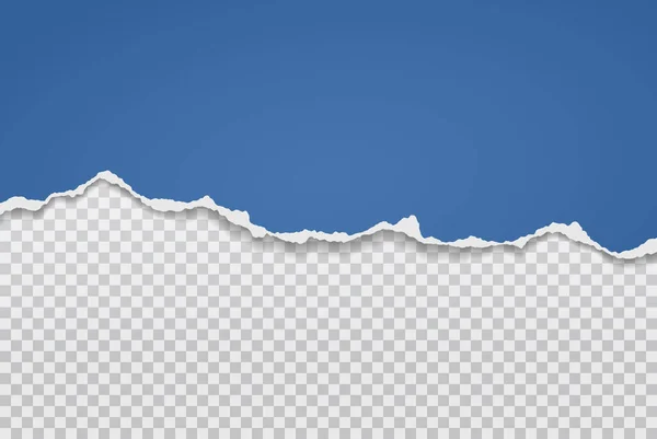 El pedazo rasgado y rasgado de papel azul vertical con sombra suave está sobre un fondo blanco cuadrado para texto. Ilustración vectorial — Archivo Imágenes Vectoriales