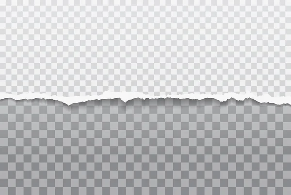 Stück zerrissenes, gerissenes horizontales weißes Papier mit sanftem Schatten auf quadratischem Hintergrund für Text. Vektorillustration — Stockvektor