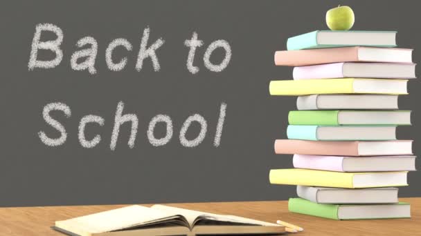 Back to school written on blackboard — Stock Video