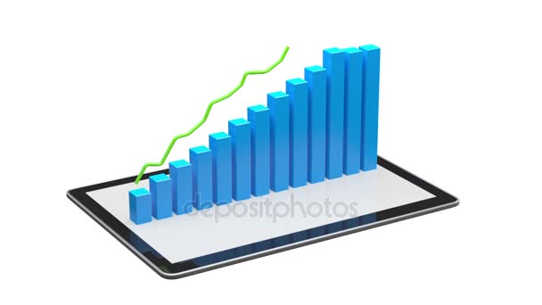 Gráficos y hojas de datos en un dispositivo tablet — Vídeos de Stock