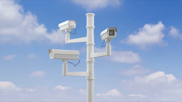 Câmeras de segurança no fundo do céu — Vídeo de Stock