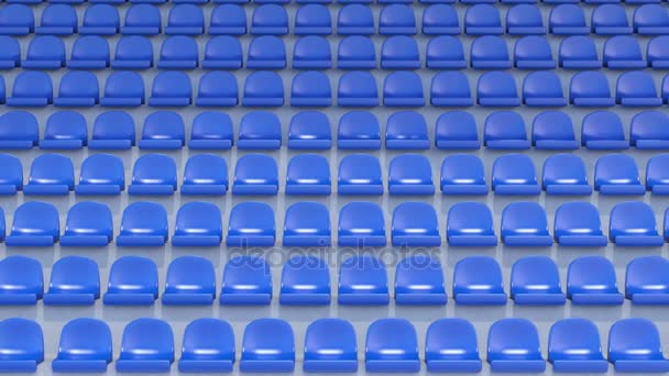 Lege blauwe stoelen in stadion — Stockvideo