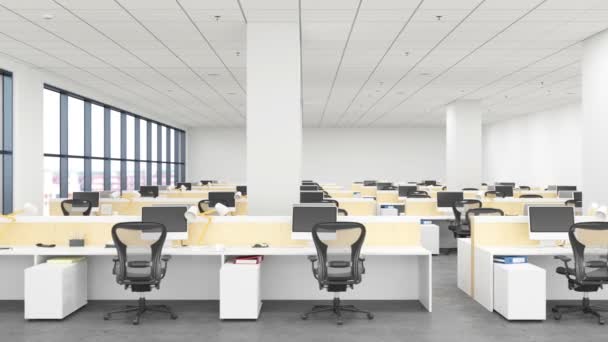 Large open plan office interior — Stock Video