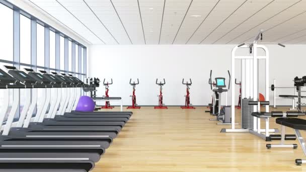 Fitness clube interior moderno — Vídeo de Stock