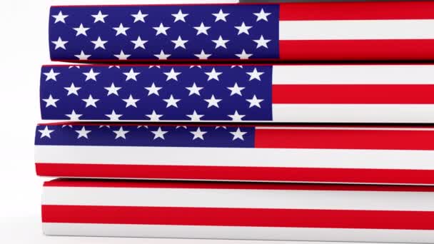 Концепции выпуска - Книга на фоне флага США — стоковое видео