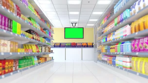 Blank Supermarket Track Green Screen — Stock Video