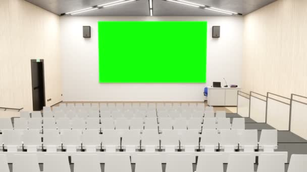 Empty Classroom University Green Screen — Stockvideo