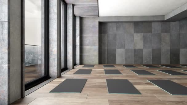 Loft Studio Yoga Mat Sul Pavimento — Video Stock