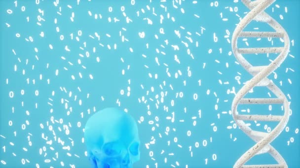 Abstract Model Menselijk Dna Molecuul Met Blauwe Achtergrond Naadloze Lussen — Stockvideo