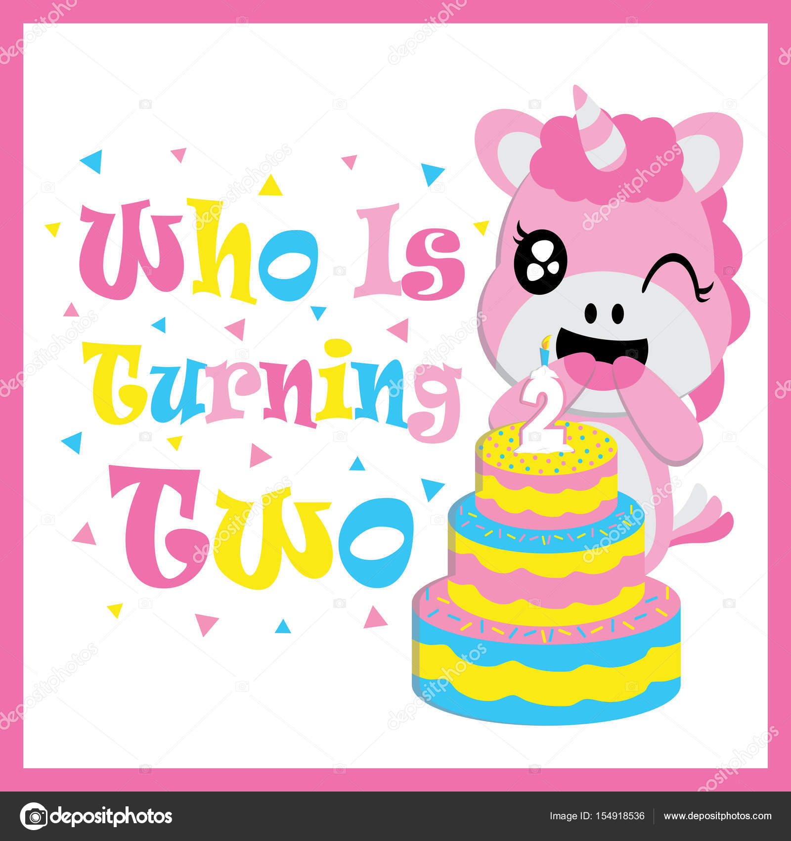 Cute Baby Unicorn With Birthday Cake Vector Cartoon Birthday