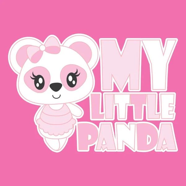 O panda bonito do bebê é minha ilustração do desenho animado do vetor do panda pequeno para o projeto do cartão do chuveiro do bebê — Vetor de Stock