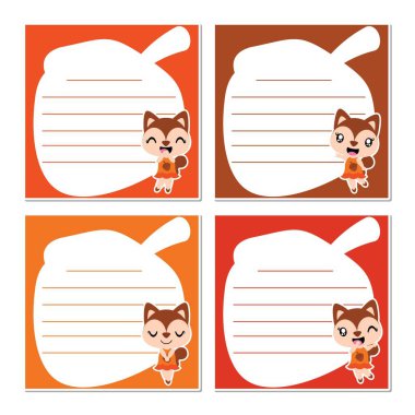 Somun vektör çerçeve sevimli sincap kız çocuk not kağıdı tasarım için illüstrasyon karikatür