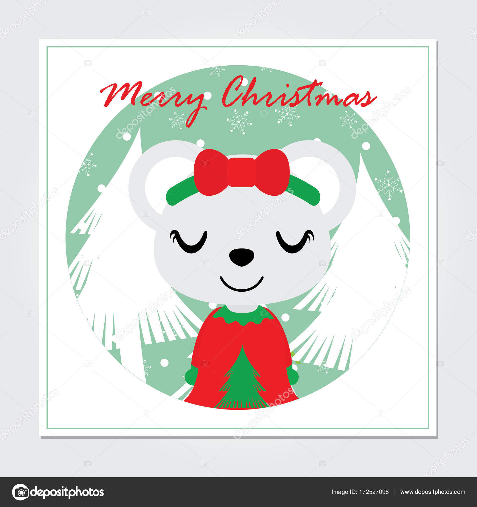 かわいいクマの女の子雪秋ベクトル漫画イラスト クリスマス カードのデザインを楽しんでいます ストックベクター C Mommy05