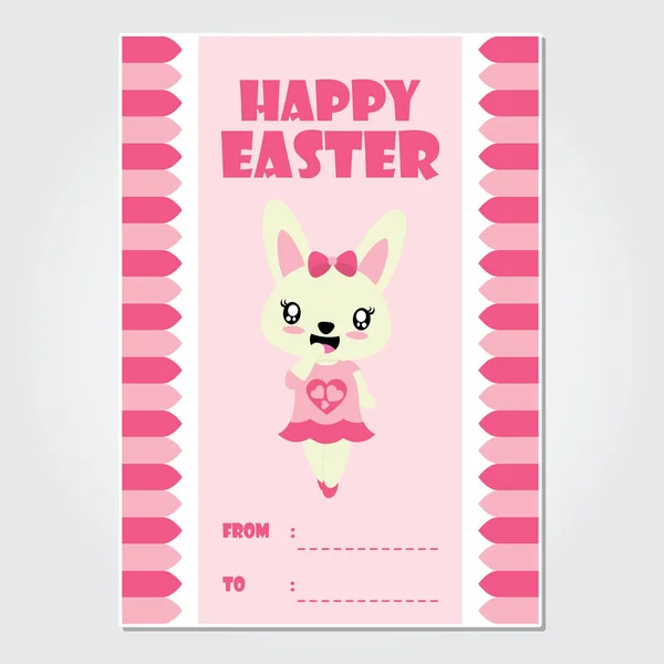 Милая Девочка Кролик Розовом Фоне Векторные Иллюстрации Счастливой Пасхальной Открытки — стоковый вектор