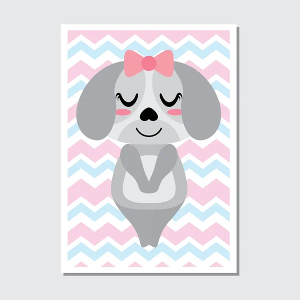 Linda Chica Cachorro Chevron Fondo Vector Ilustración Dibujos Animados Para — Vector de stock