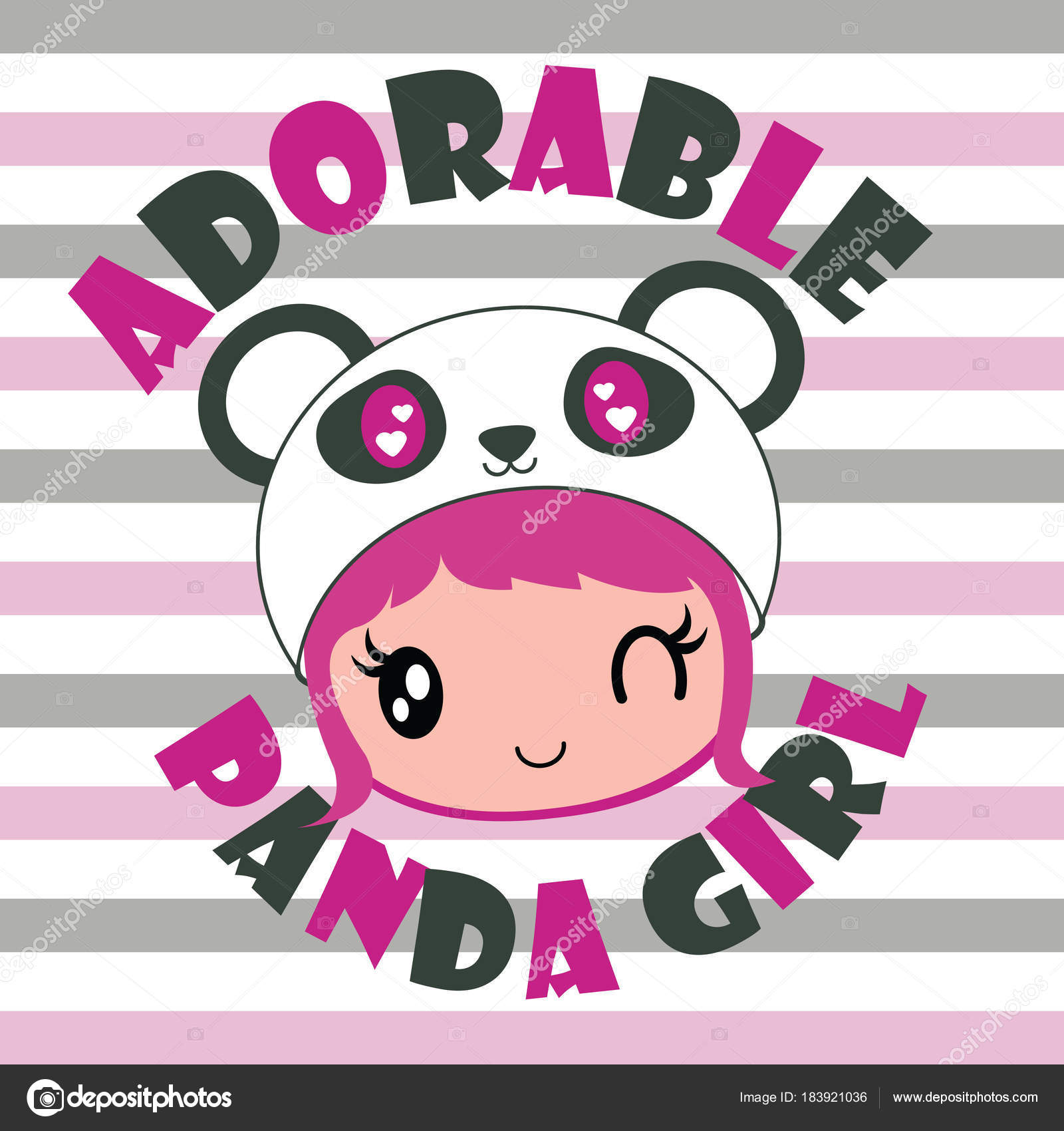 Cute Adorable Panda Girl Vector Cartoon Illustration Kid Shirt Background  Stock Vector Image by ©Mommy05 #183921036