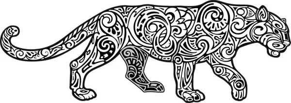 Panther, zwart-wit afbeelding — Stockvector