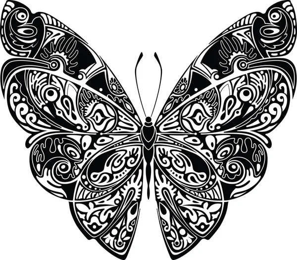 Motýl černá a bílá Vektorová Grafika