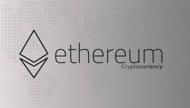Ethereum logo ve noktalı Dünya Haritası. Düzenlenebilir eps10 vektör. Tran