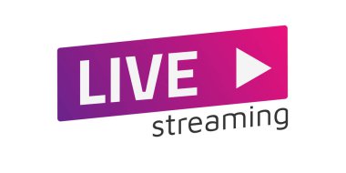 Vektör Live Stream işareti, amblem, logo. Renkli gradyan. 