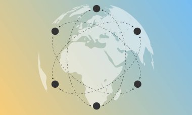 Vektör ışık Küre, yörünge öğeleri ve gradyan arka planı. 