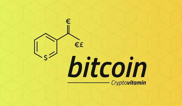 Wzór chemiczny Bitcoin. Bitcoin jak witamina Pp. — Wektor stockowy