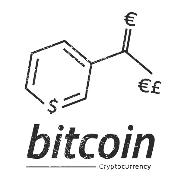 Logo Bitcoin come una formula chimica Vitamina PP. Eps10 Vettore . — Vettoriale Stock