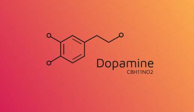 Dopamin moleküler yapısı. Vektör kimyasal formül duvar kağıdı.