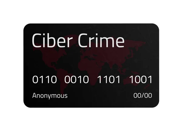 Carte de crédit Black Cyber Crime avec carte du monde . — Image vectorielle