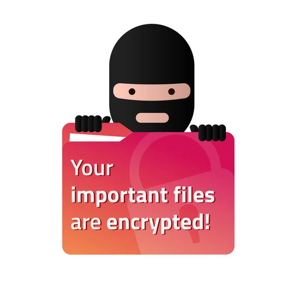 Ransomware tenant un dossier rouge avec des documents utilisateur . — Image vectorielle