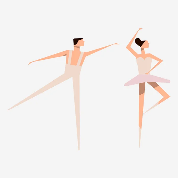Ballet dancer and Ballerina. Ballet dance. Slender figures. — Stock Vector