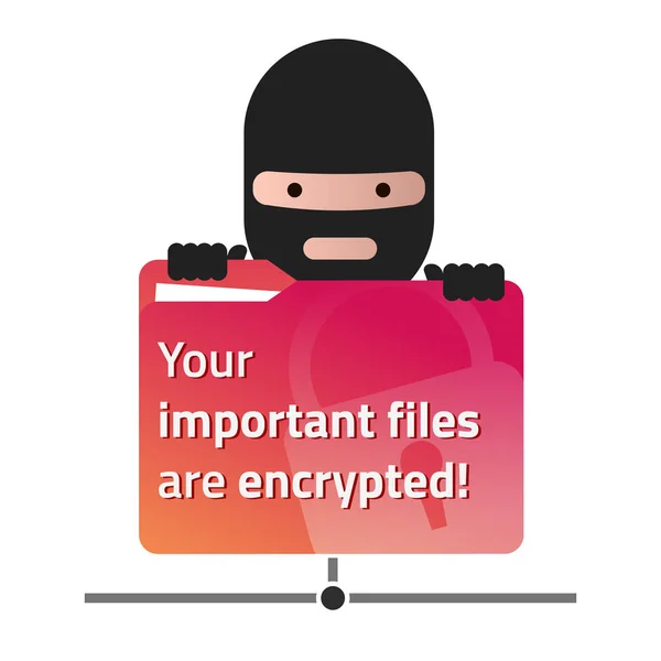 Ransomware tenant un dossier réseau rouge avec des documents utilisateur . — Image vectorielle