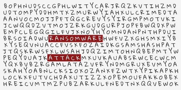 Lettres avec des mots surlignés RANSOMWARE ATTACK. Illustration vectorielle. Eps10 . — Image vectorielle