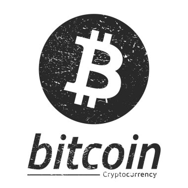 Bitcoin logo grunge. Eps10 vektör. Beyaz arka plan.