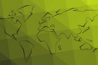 Kontur kıta. Yeşil üçgen lowpoly arka plan. 