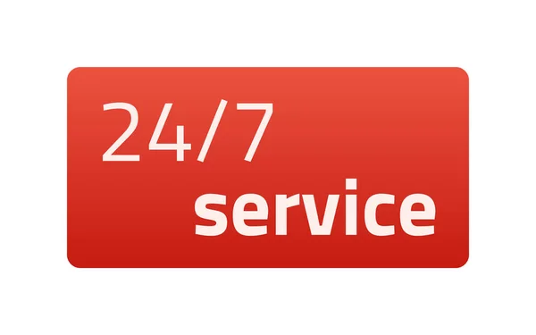 24/7 service. Red Icon. Vector illustration. Light background. — Stock Vector