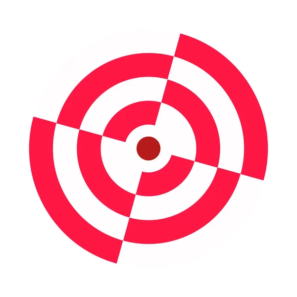 Archery target broken sectors. Red white. Icon, symbol, template — Stock Vector