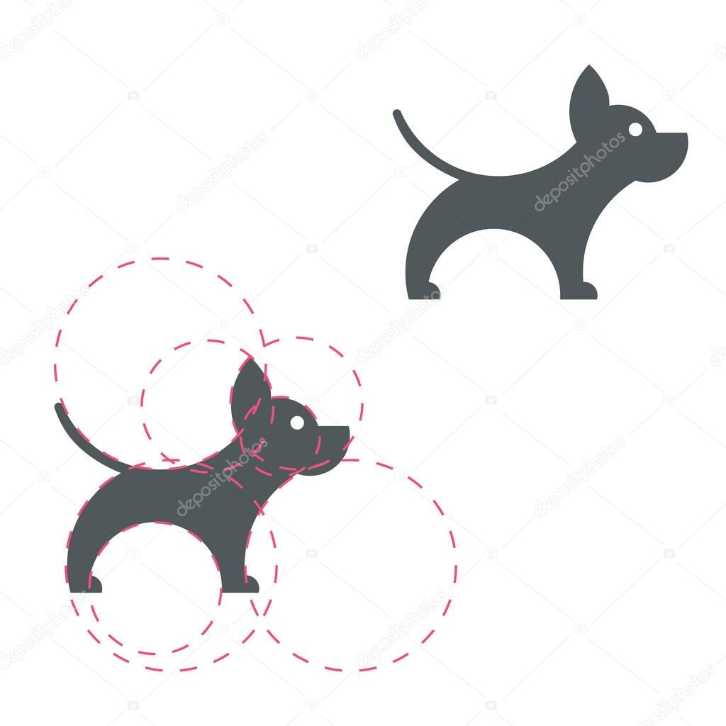 Dog logotype. Simple icon. Golden ratio. Vector illustration.
