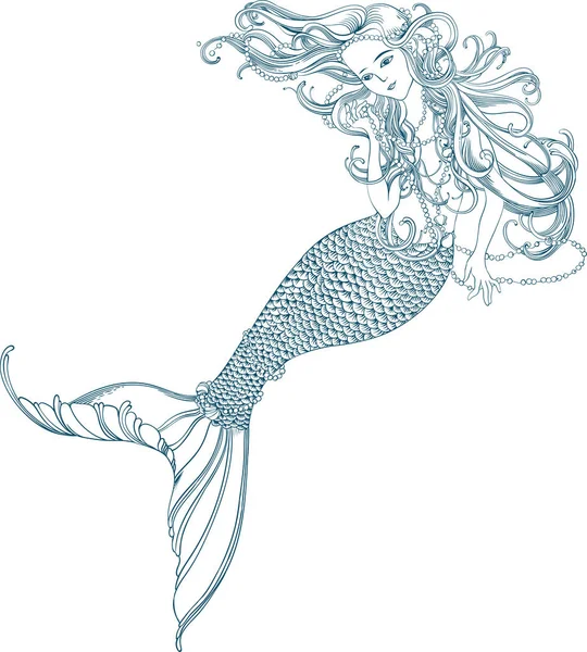Sirène aux perles — Image vectorielle