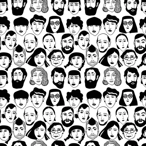 Seamless pattern with faces of people — Stock Vector