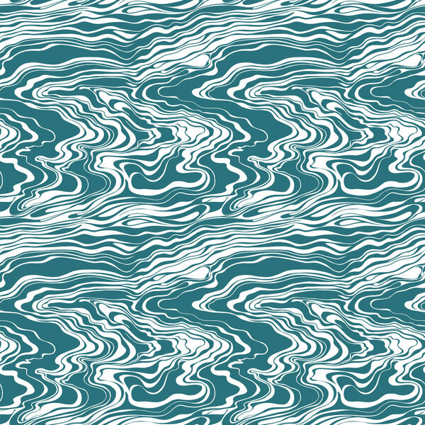 seamless pattern with the flow of water, ocean, waves on the river from the graphic lines
