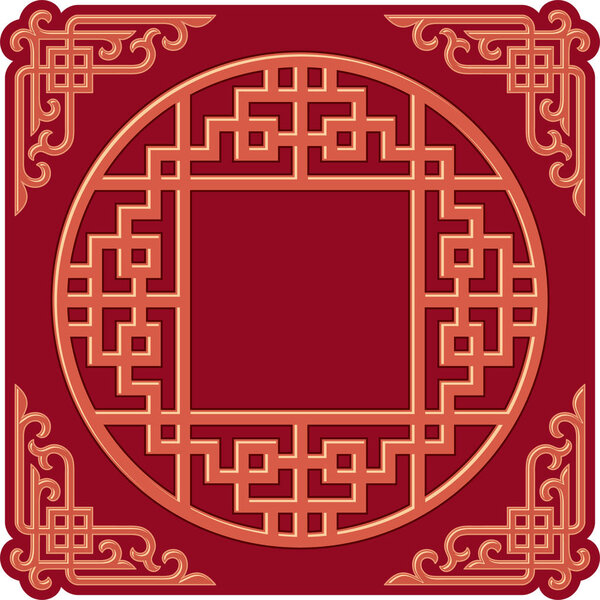 Китайские элементы узора - углы и круглый геометрический орнамент
 