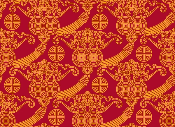 Chinese Patroon Naadloze Textuur Tegel Achtergrond Behang Stof Papier Print — Stockvector
