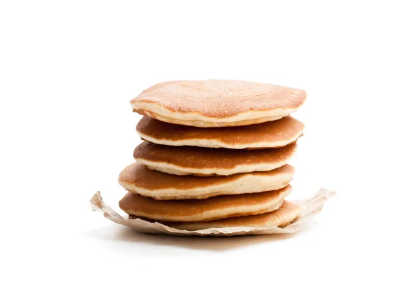 Pila di pancake scotch isolato su bianco — Foto Stock