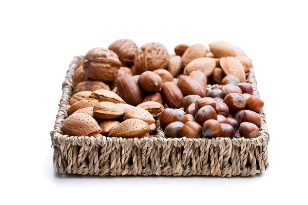 Various  nuts isolated on white — Stock Photo, Image